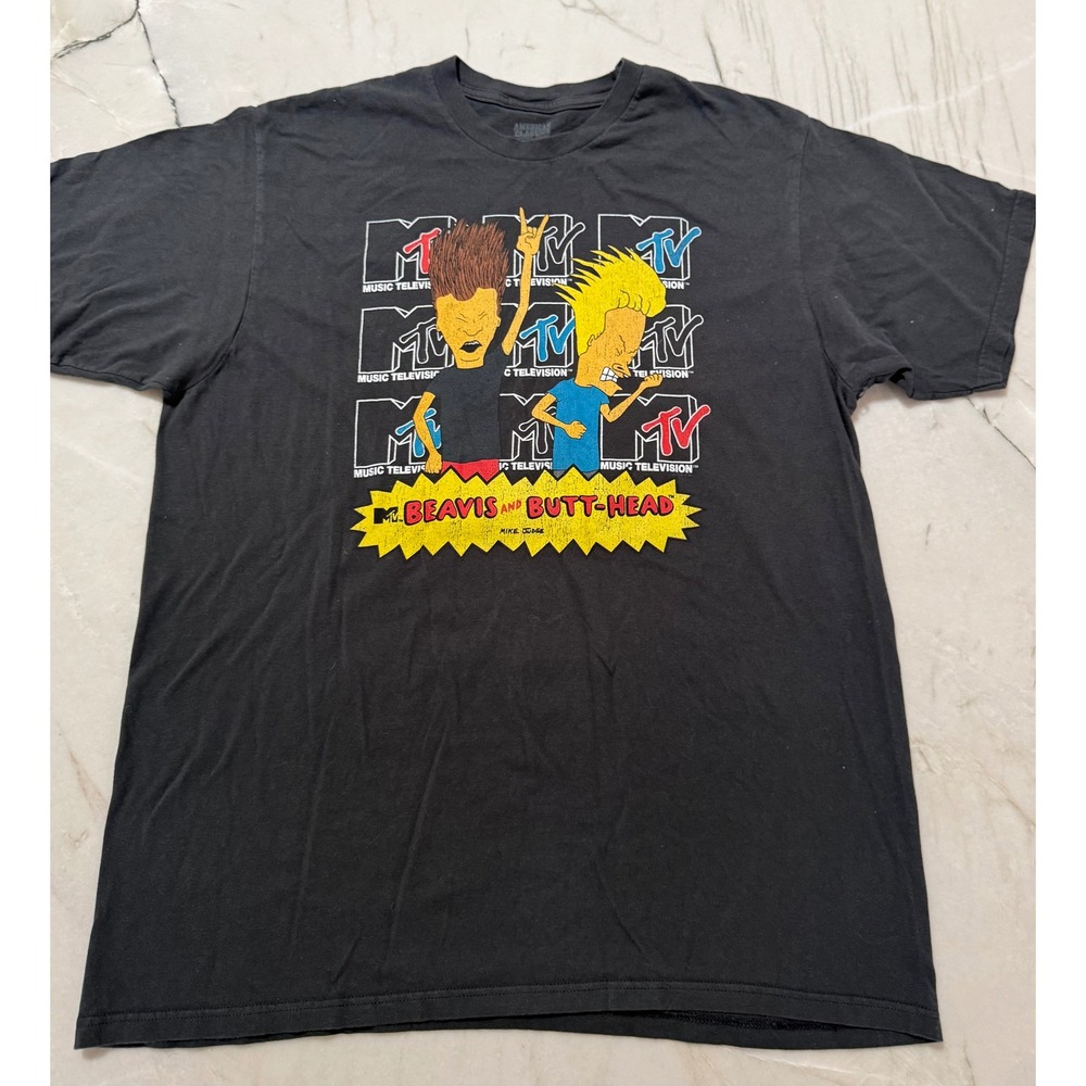 American Classics MTV Beavis and Butt-Head Graphic T-Shirt Mens XL Black 90s